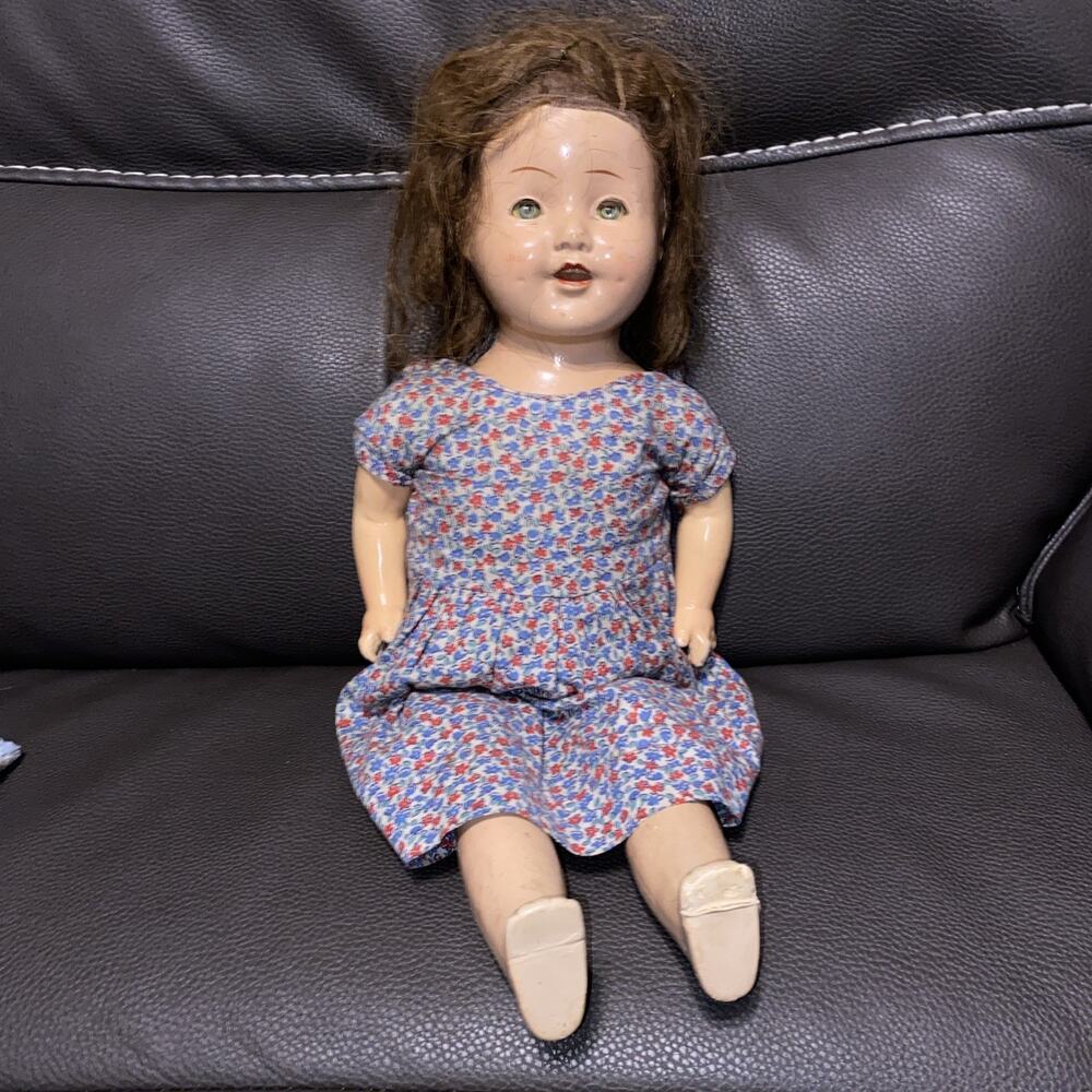 1930’s Composition Baby Doll Eyes Open & Closes Hand Pained Cloth Body Works